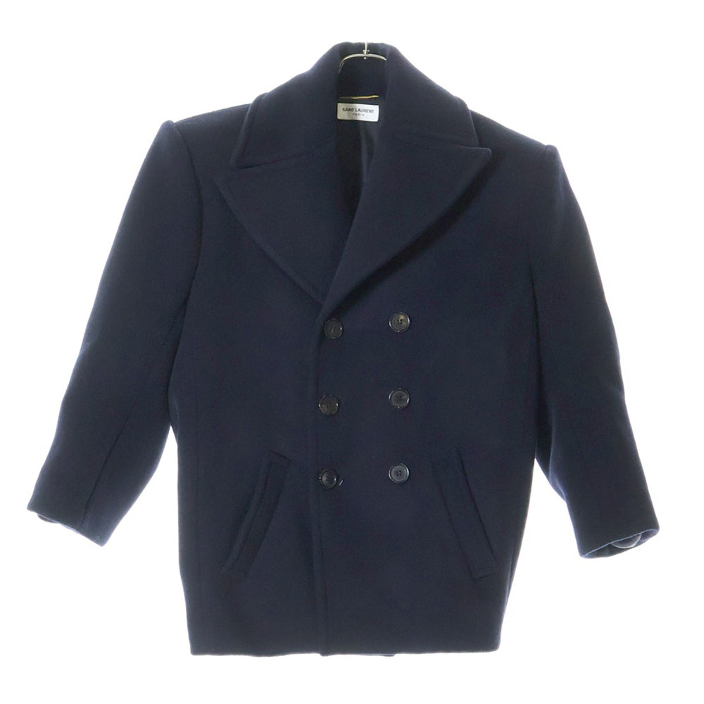SAINT LAURENT PARIS(サンローランパリ) 22AW ウール ダブルブレスト Pコート ネイビー 720194 Y632N レディース
