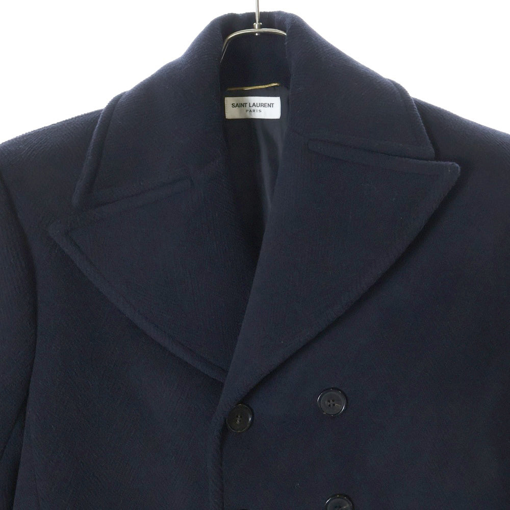SAINT LAURENT PARIS(サンローランパリ) 22AW ウール ダブルブレスト Pコート ネイビー 720194 Y632N レディース