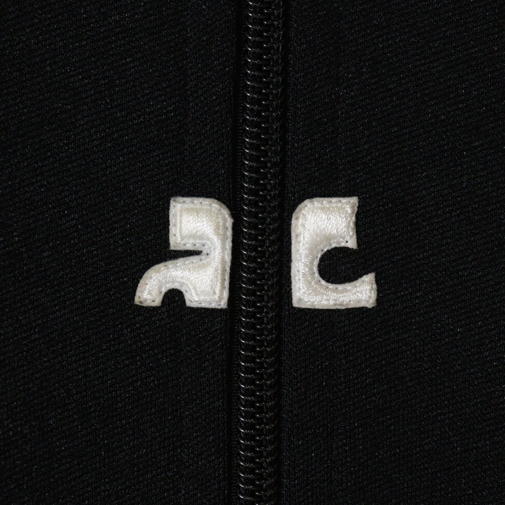 COURREGES(クレージュ) フロントエンブロイダリー リブ切替 ジップアップジャケット ジャージ ブラック 123JVE011JS00029999