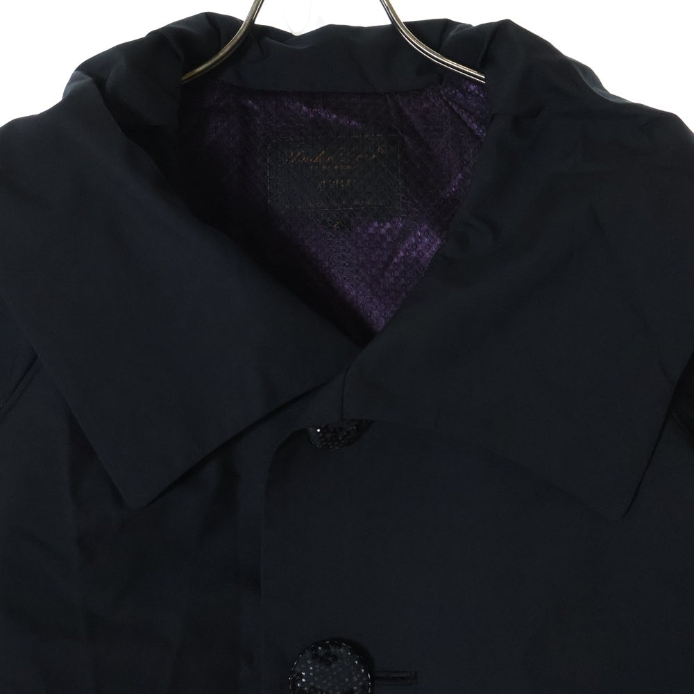 UNDERCOVER(アンダーカバー) 07SS PURPLE期 裏地メッシュ切り替え ラインストーンボタン ビッグカラージャケット ブラック/パープル レディース 7S5-B1