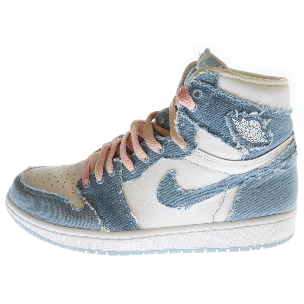 NIKE(ナイキ) WMNS AIR JORDAN 1 HIGH OG DENIM ウィメンズ エア ジョーダン1 デニム ハイカットスニーカー ホワイト/インディゴブルー US11/28cm DM9036-104