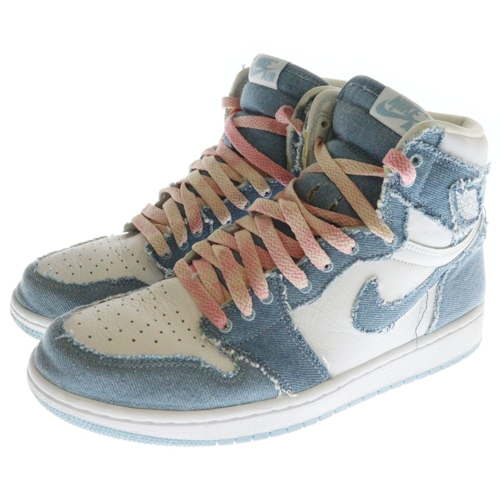 NIKE(ナイキ) WMNS AIR JORDAN 1 HIGH OG DENIM ウィメンズ エア ジョーダン1 デニム ハイカットスニーカー ホワイト/インディゴブルー US11/28cm DM9036-104