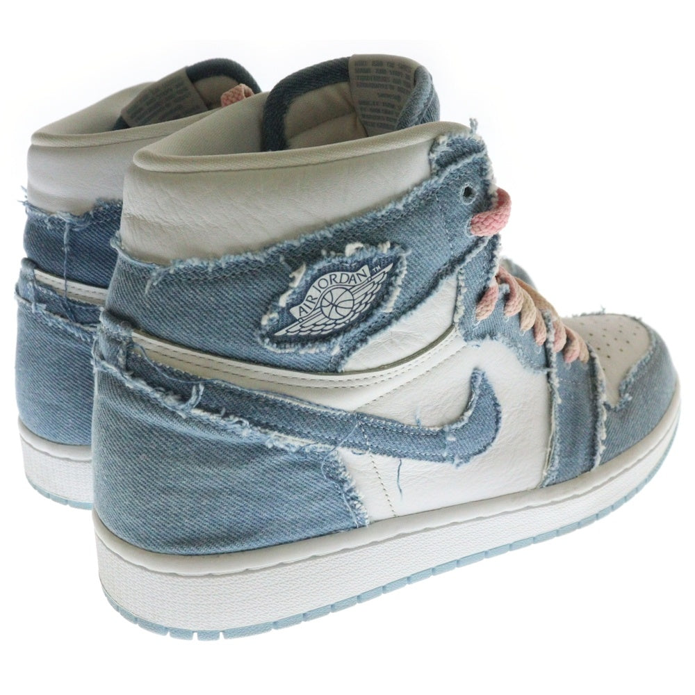 NIKE(ナイキ) WMNS AIR JORDAN 1 HIGH OG DENIM ウィメンズ エア ジョーダン1 デニム ハイカットスニーカー ホワイト/インディゴブルー US11/28cm DM9036-104