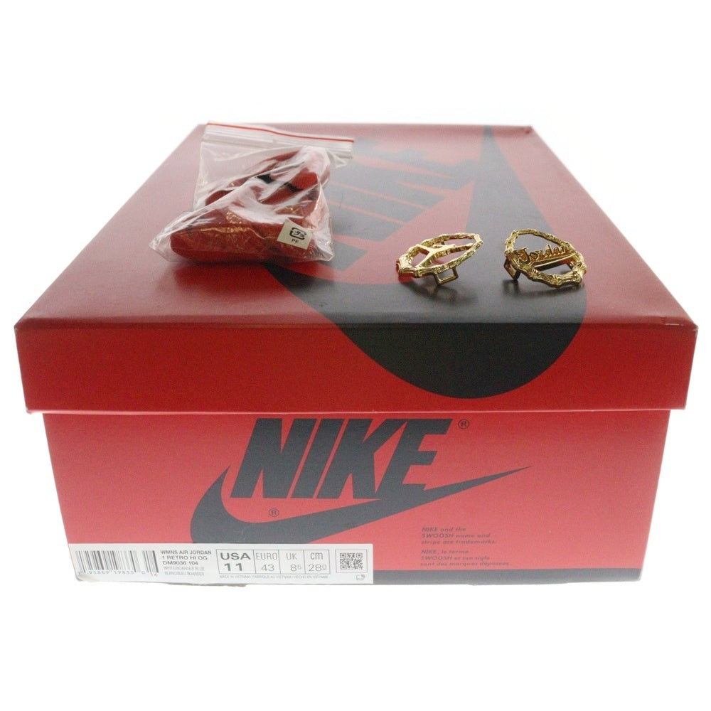 NIKE(ナイキ) WMNS AIR JORDAN 1 HIGH OG DENIM ウィメンズ エア ジョーダン1 デニム ハイカットスニーカー ホワイト/インディゴブルー US11/28cm DM9036-104