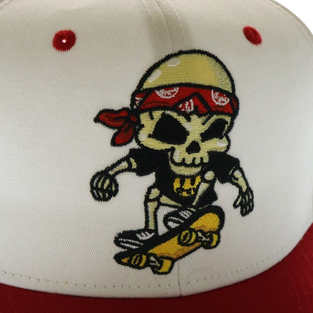 drew house(ドリューハウス) 21SS HEARTY SNAPBACK HAT ハーティ スカルエンブロイダリー スナップバック ハット キャップ 帽子 レッド/ホワイト