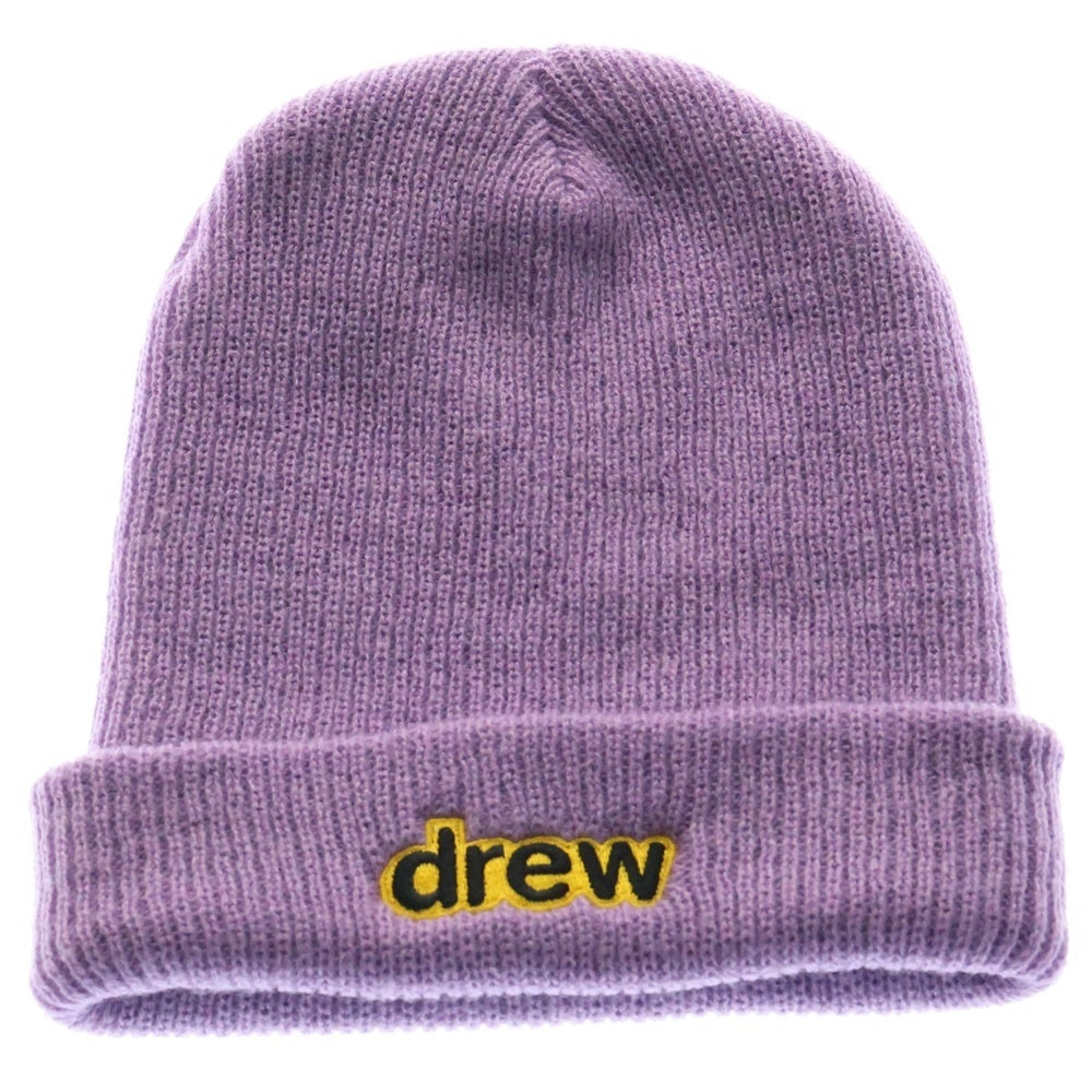 drew house(ドリューハウス) SECRET SOFT RIB BEANIE シークレット ソフトリブ ロゴエンブロイダリー ビーニー ニット帽 帽子 パープル