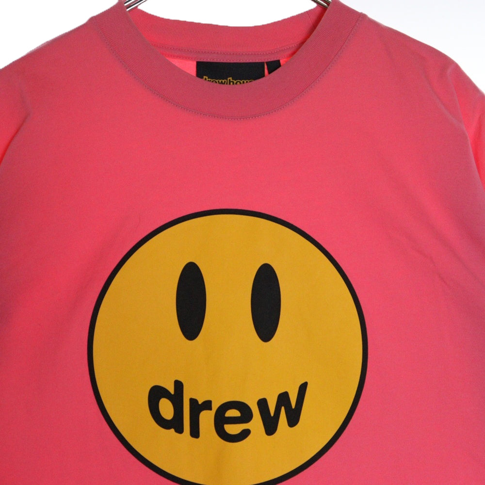 drew house(ドリューハウス) マスコット フロントロゴプリント クルーネック半袖Tシャツ カットソー ピンク/イエロー