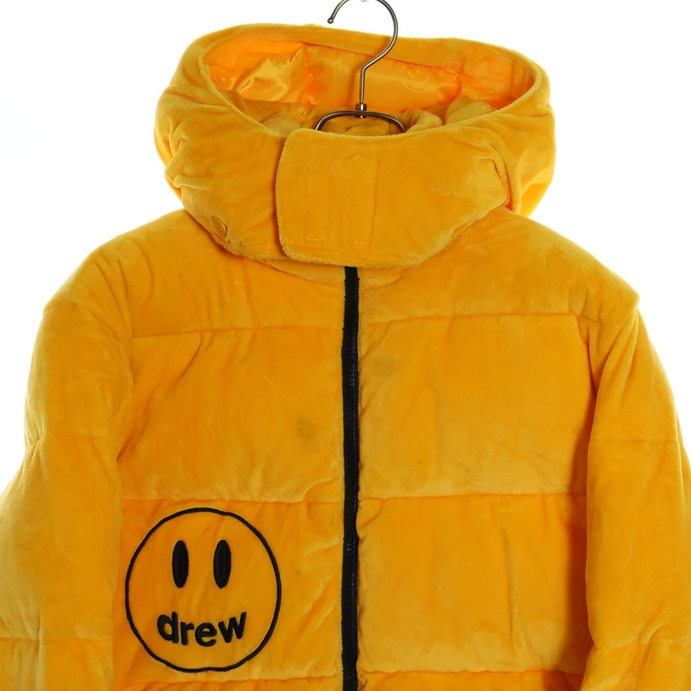drew house(ドリューハウス) 22AW PLUSH HOODED PUFFER JACKET フロントロゴ プラッシュ フーデッド パファー ジャケット イエロー