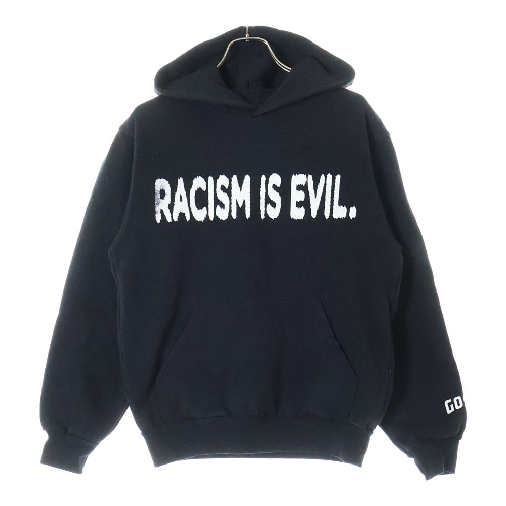 SIMPLE GOSPEL(シンプルゴスペル) RACISM IS EVIL フロントプリント プルオーバー スウェットパーカー フーディ ブラック