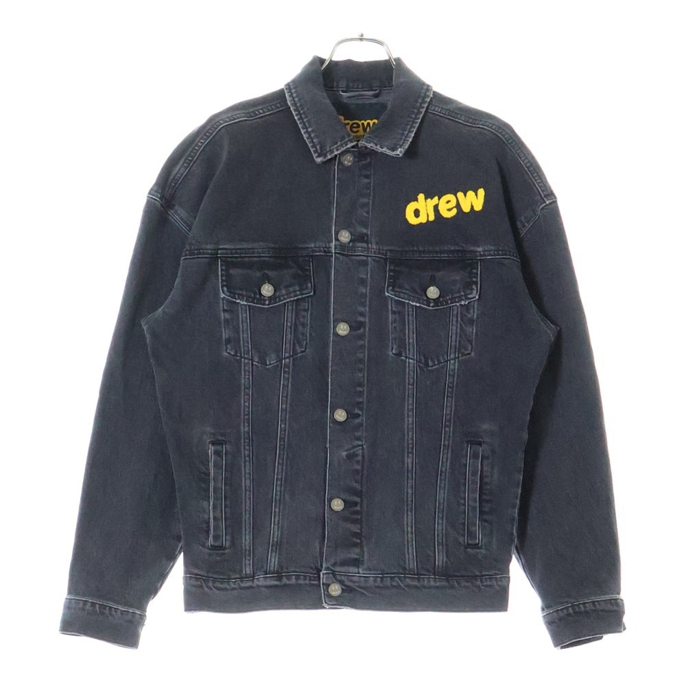 drew house(ドリューハウス) 21SS CHENILLE MASCOT PATCH TRCKER JACKET シェニール マスコットロゴパッチ デニム トラッカージャケット ブラック/イエロー