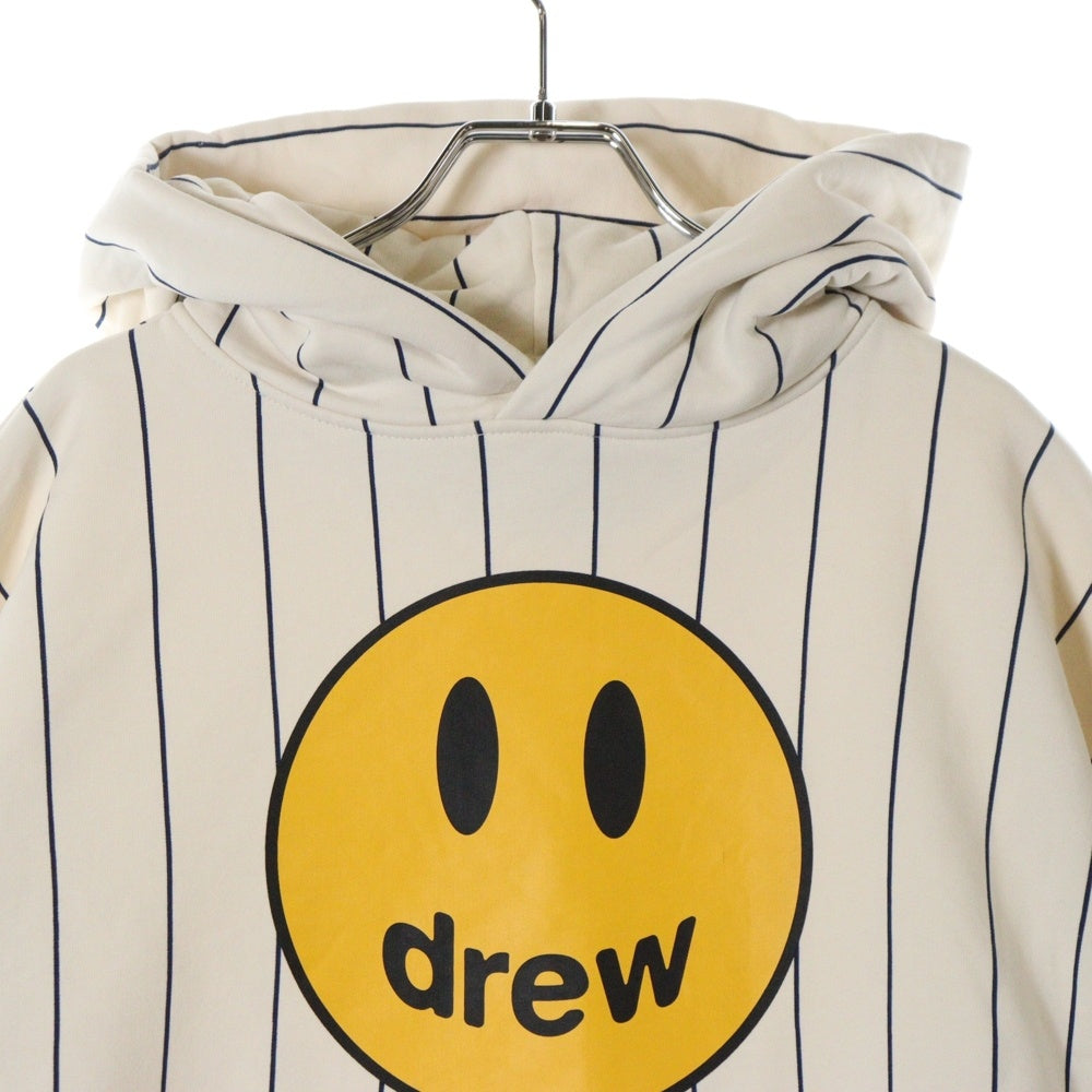drew house(ドリューハウス) 22SS MASCOT HOODIE フロントマスコットロゴプリント ストライプ プルオーバー スウェットパーカー フーディ ベージュ/ネイビー