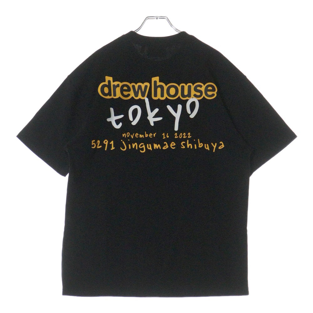 drew house(ドリューハウス) 東京限定 両面ロゴプリント クルーネック半袖Tシャツ カットソー ブラック/イエロー