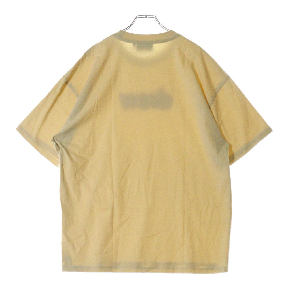 drew house(ドリューハウス) フロントロゴプリント クルーネック半袖Tシャツ カットソー ベージュ/イエロー
