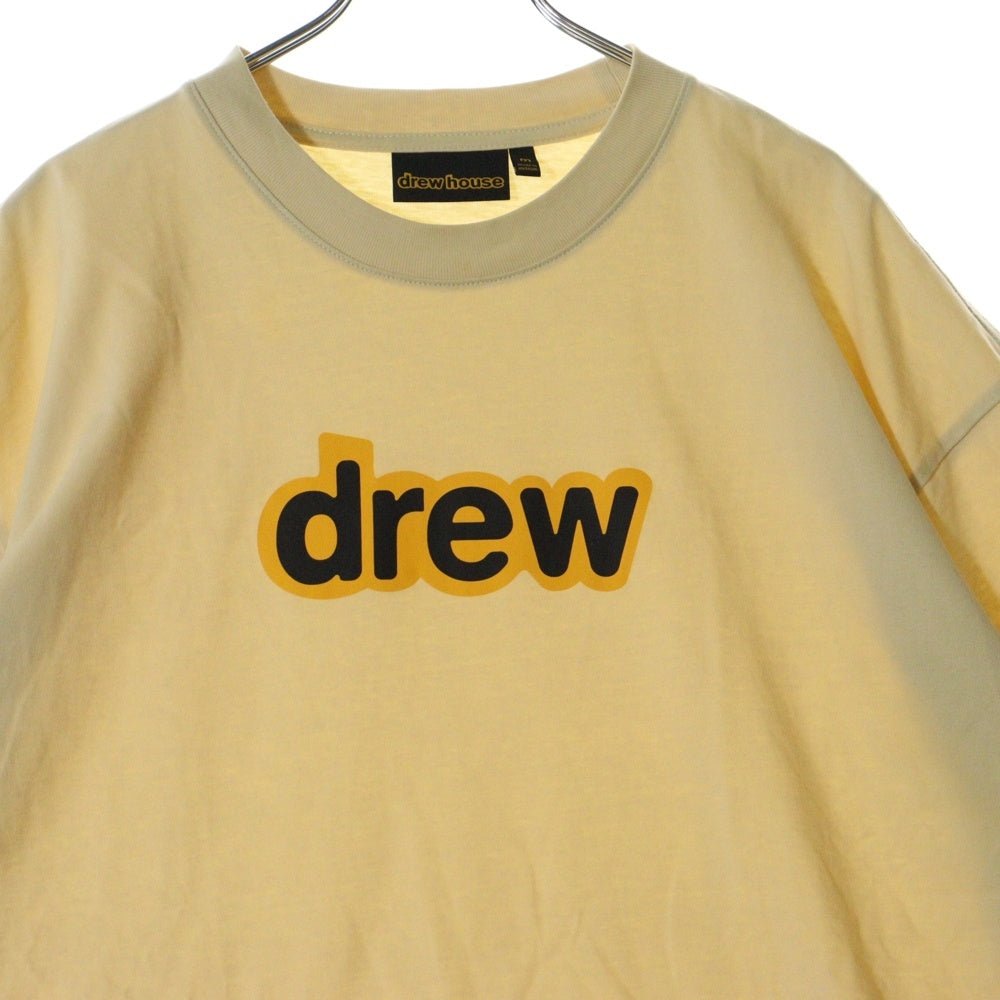 drew house(ドリューハウス) フロントロゴプリント クルーネック半袖Tシャツ カットソー ベージュ/イエロー