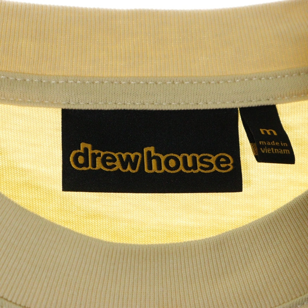 drew house(ドリューハウス) フロントロゴプリント クルーネック半袖Tシャツ カットソー ベージュ/イエロー