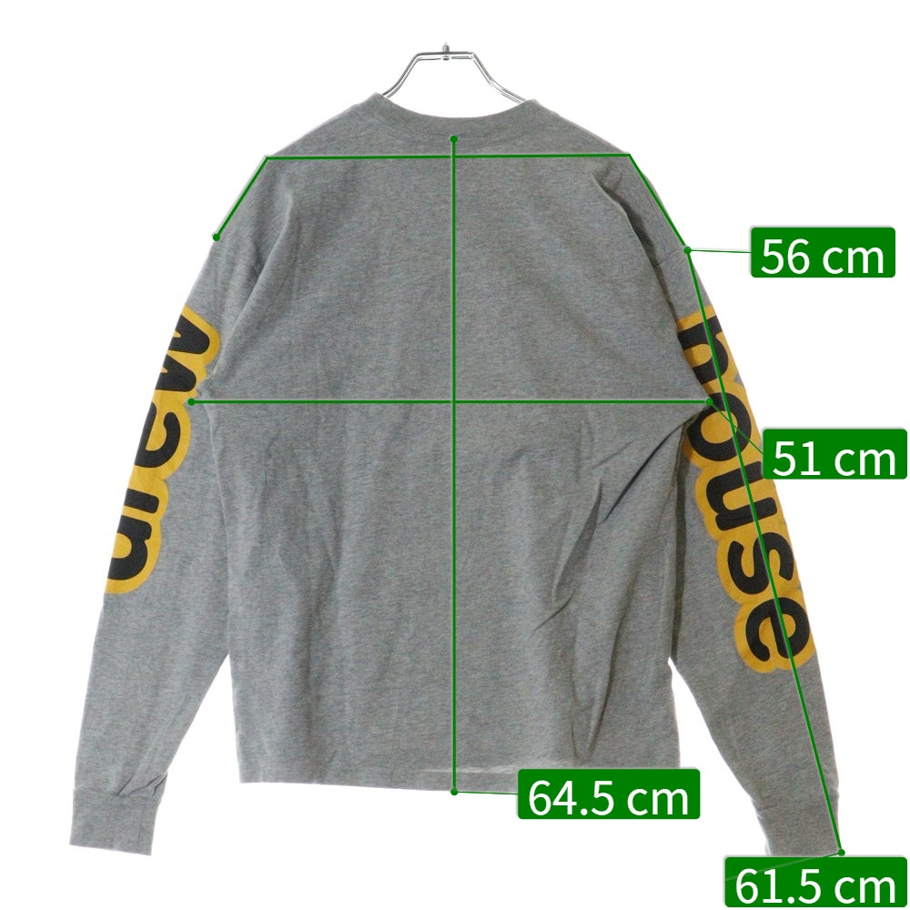 drew house(ドリューハウス) HUG TEE サイドロゴ クルーネック長袖Tシャツ カットソー グレー
