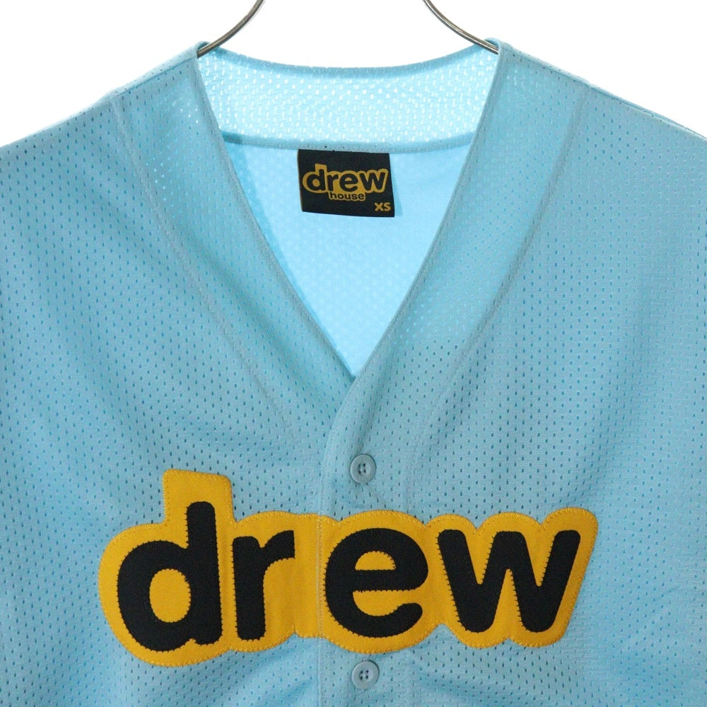 drew house(ドリューハウス) 21SS MESH SECRET BASEBALL JERSEY メッシュ シークレットロゴ 半袖ベースボールシャツ ジャージ ブルー