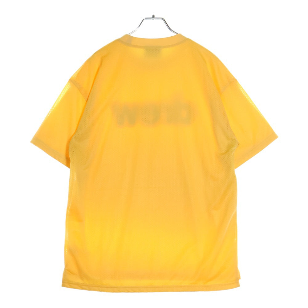 drew house(ドリューハウス) 21SS SECRET MESH SS TEE メッシュ フロントロゴプリント クルーネック半袖Tシャツ カットソー イエロー