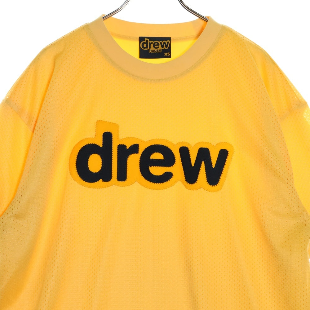 drew house(ドリューハウス) 21SS SECRET MESH SS TEE メッシュ フロントロゴプリント クルーネック半袖Tシャツ カットソー イエロー