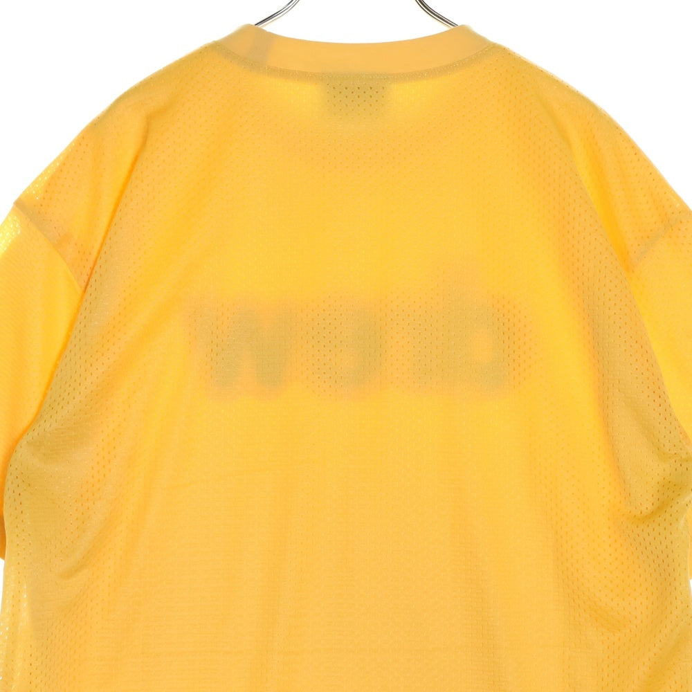drew house(ドリューハウス) 21SS SECRET MESH SS TEE メッシュ フロントロゴプリント クルーネック半袖Tシャツ カットソー イエロー