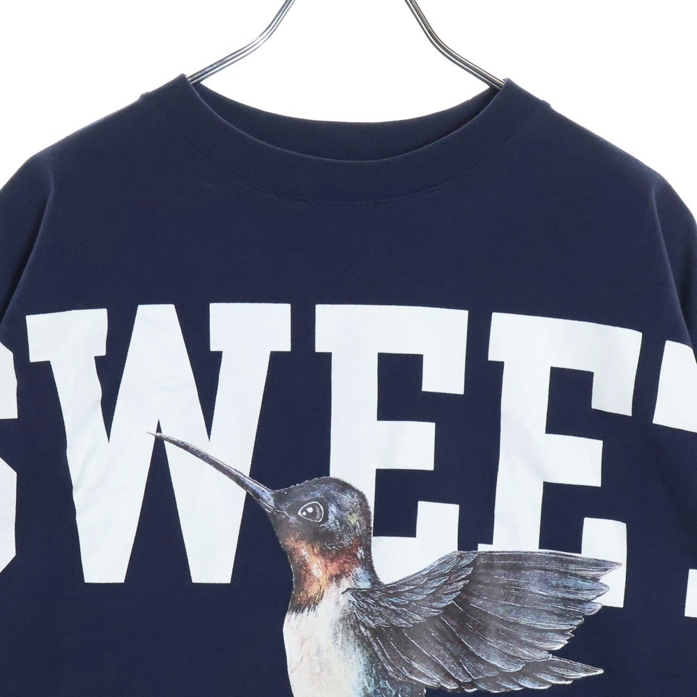 drew house(ドリューハウス) SWEET BOXY T-SHIRT スウィート ハミングバード フロントプリント クルーネック半袖Tシャツ カットソー ネイビー