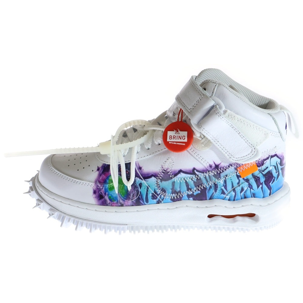 NIKE(ナイキ) ×OFF-WHITE AIR FORCE1 MID SP LTHR オフホワイト エアフォース1 ミッドカットスニーカー ホワイト US7/25cm DR0500-100