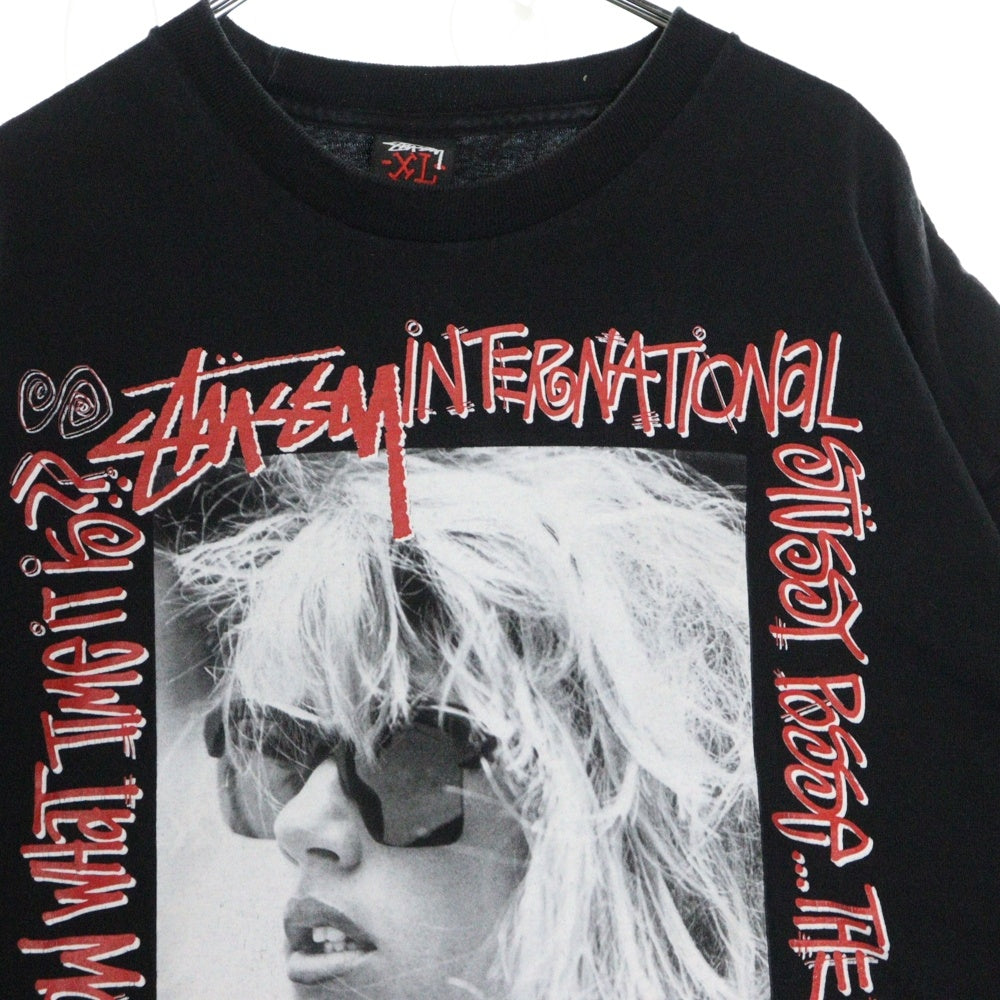 STUSSY(ステューシー) 00S Laura tee ローラ プリント クルーネック 半袖Tシャツ カットソー ブラック