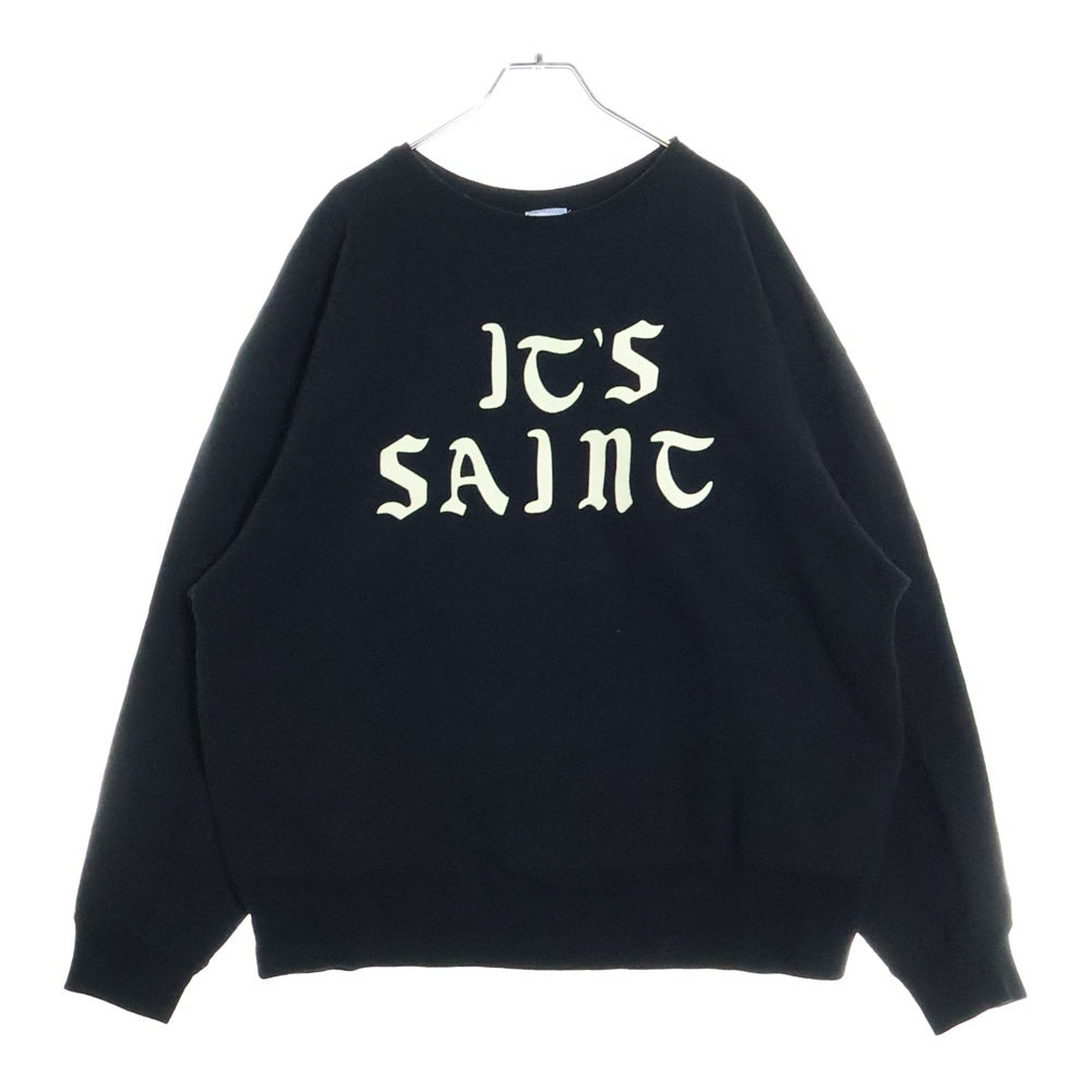 SAINT MICHAEL(セントマイケル) 24AW IT S SAINT/BLAC フェルトロゴ クルーネックスウェット ブラック SM-YS1-0000-028