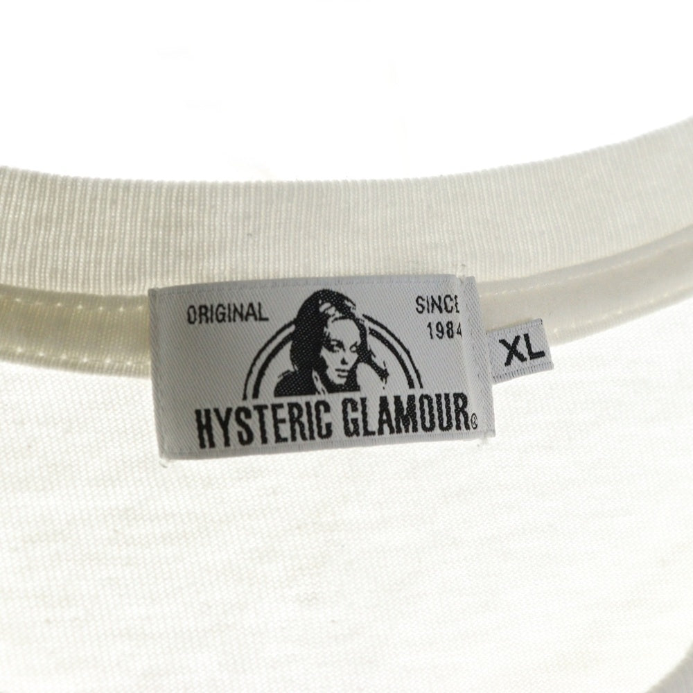 HYSTERIC GLAMOUR(ヒステリックグラマー) 16SS ギターガール フロントエンブロイダリー クルーネック半袖Tシャツ カットソー ホワイト 02212CT04