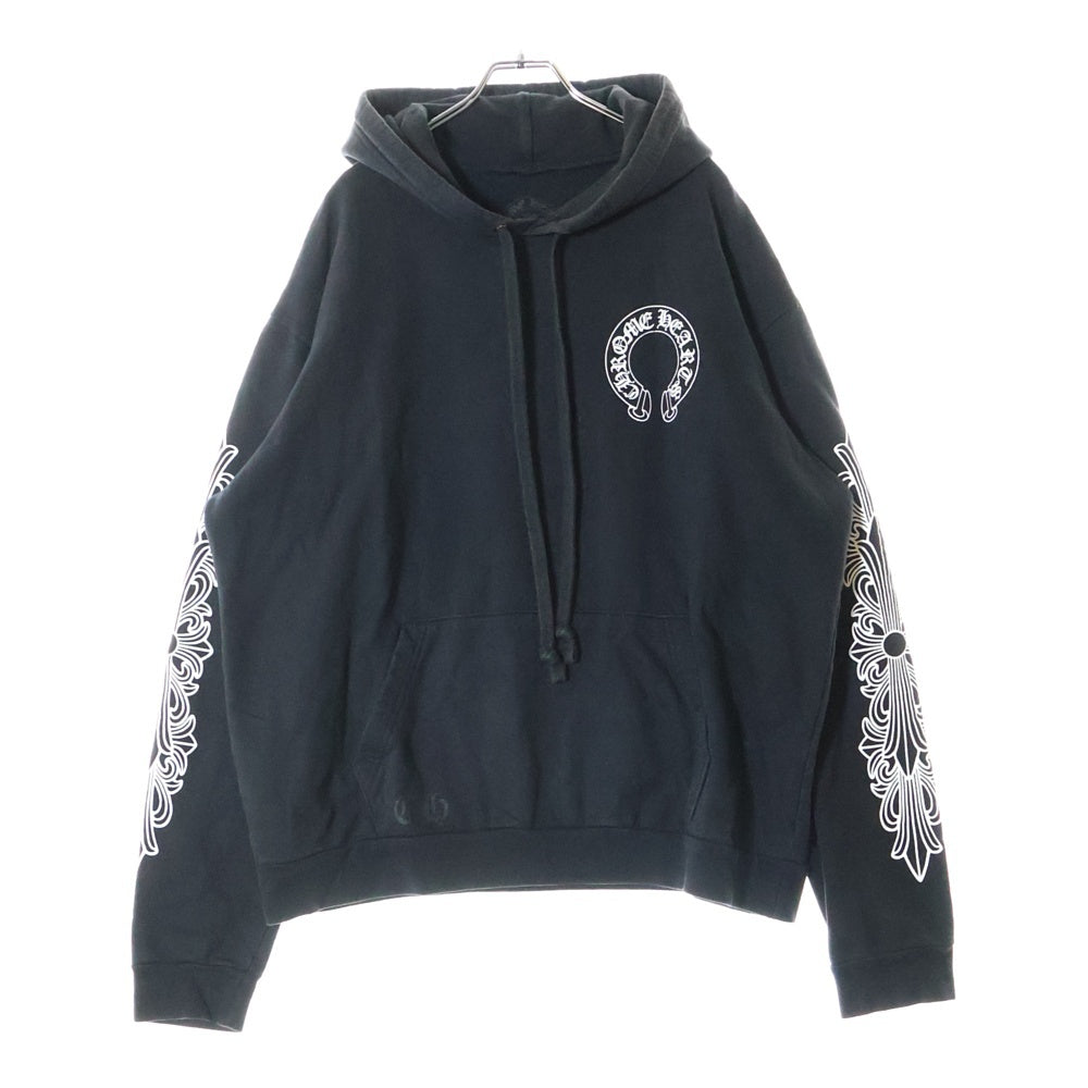 CHROME HEARTS(クロムハーツ) SWTSHRT PLVR スクロールラベルプリントプルオーバーパーカー ブラック