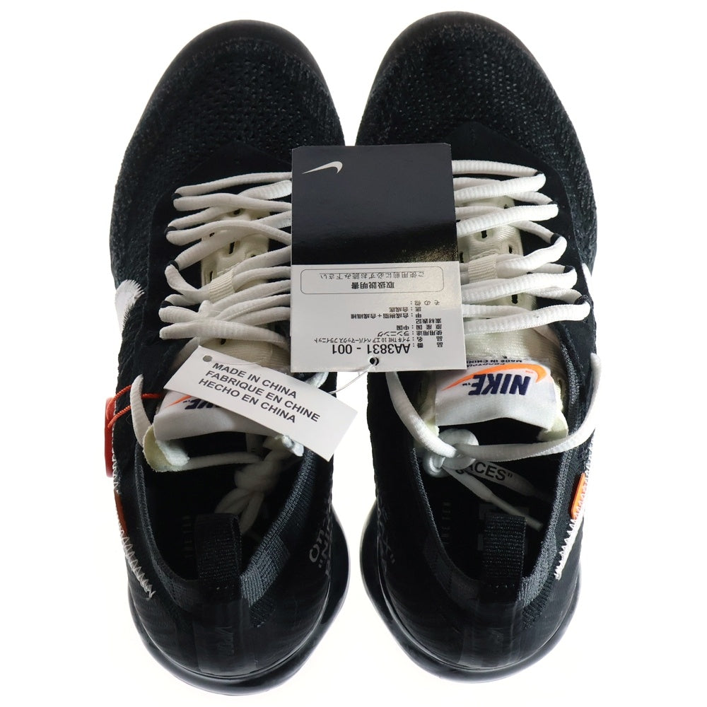 NIKE(ナイキ) ×OFF WHITE THE TEN AIR VAPORMAX FLYKNIT×オフホワイトコラボ エアヴェイパーマックスロースニーカー ブラック US7/25cm AA3831-001