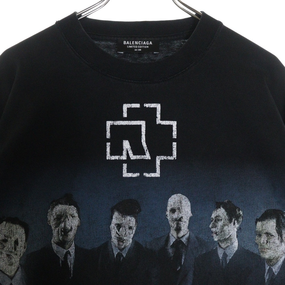 BALENCIAGA(バレンシアガ) 21SS ×RAMMSTEIN Boxy Long Sleeve Tee ラムシュタイン ボクシーロングスリーブTシャツ 長袖カットソー プリント ヴィンテージ加工 ブラック 651796 TLV51