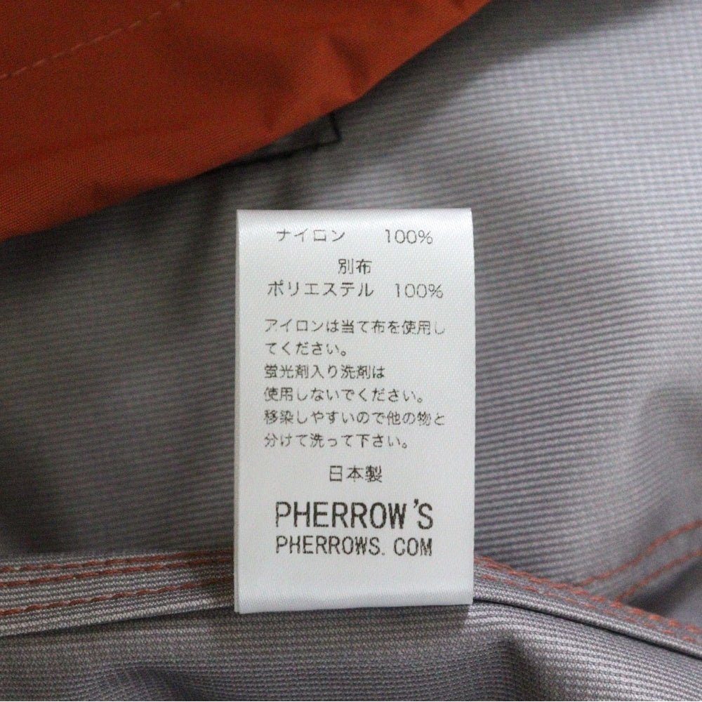 PHERROW'S(フェローズ) 24SS ミリタリーデザイン ナイロン レイン ジャケット オレンジ 24S-PHRJ1