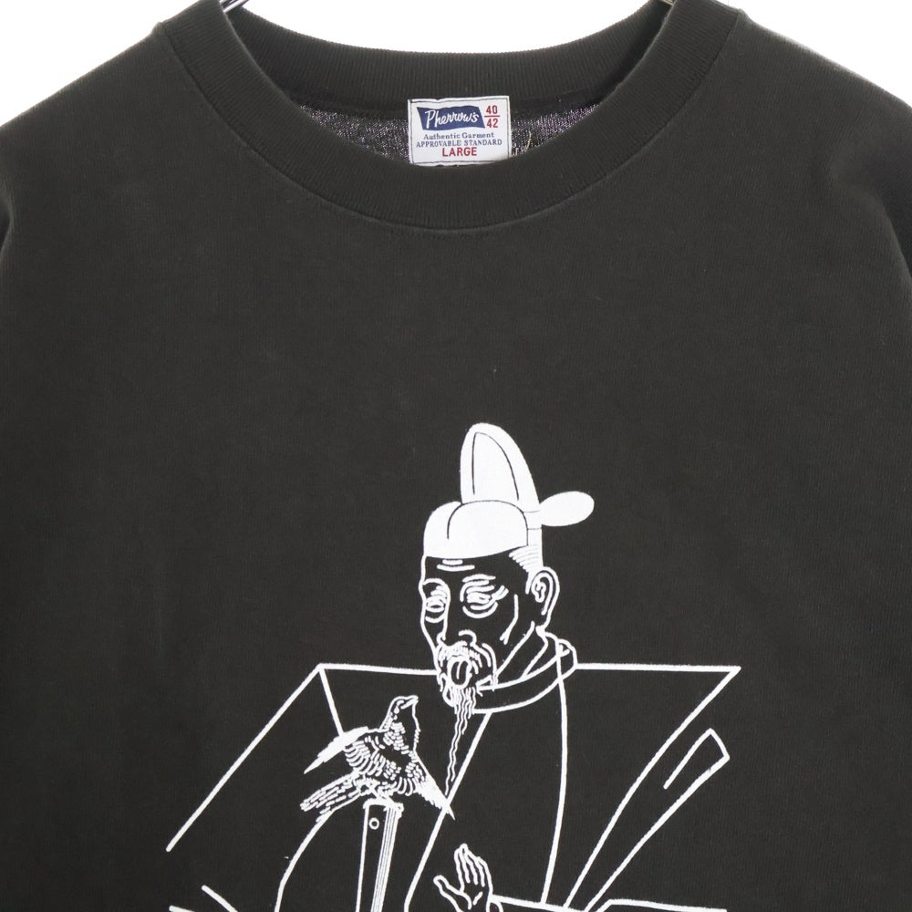 PHERROW'S(フェローズ) 24SS 偉人プリント クルーネック ロングスリーブ 長袖Tシャツカットソー ブラック 24S-PLT-H