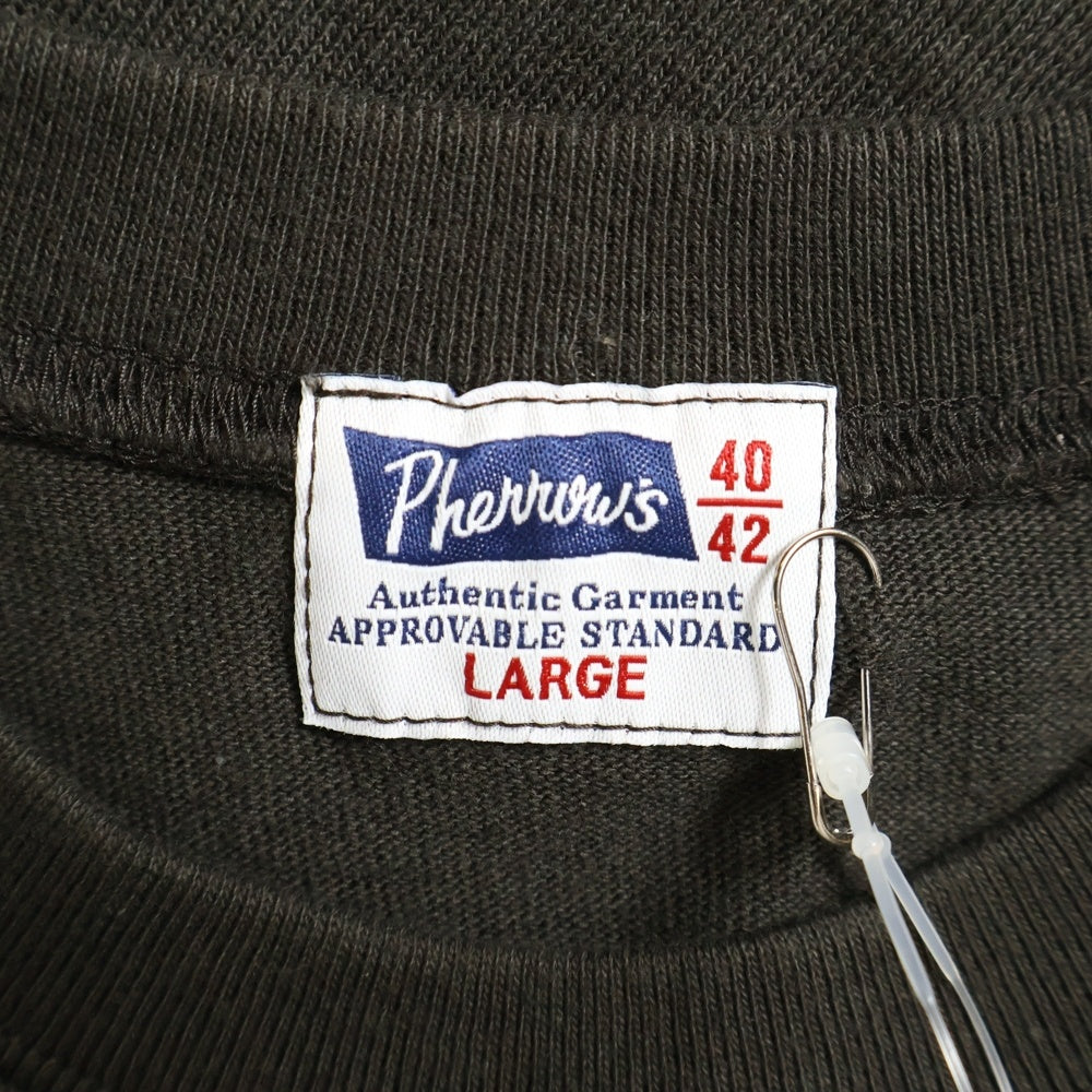 PHERROW'S(フェローズ) 24SS 偉人プリント クルーネック ロングスリーブ 長袖Tシャツカットソー ブラック 24S-PLT-H
