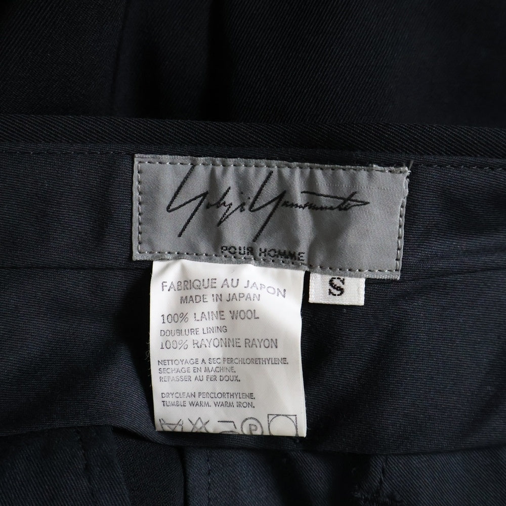 Yohji Yamamoto POUR HOMME(ヨウジヤマモト プールオム) 93SS 2タック ウールギャバジン テーパード スラックス ロングパンツ ブラック HO-P13-100