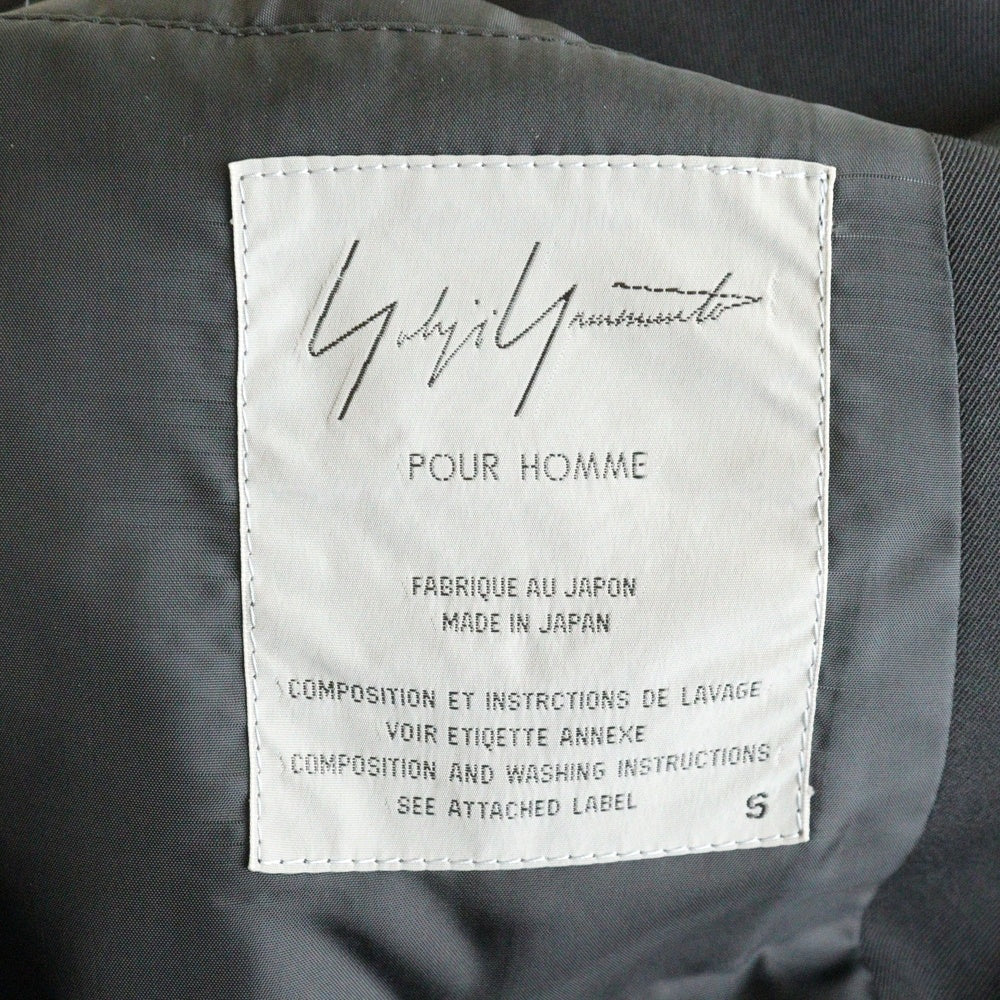 Yohji Yamamoto POUR HOMME(ヨウジヤマモト プールオム) 93SS デリバリー ロゴプリント 2B ウールギャバジン テーラードジャケット ブラック HO-J41-100
