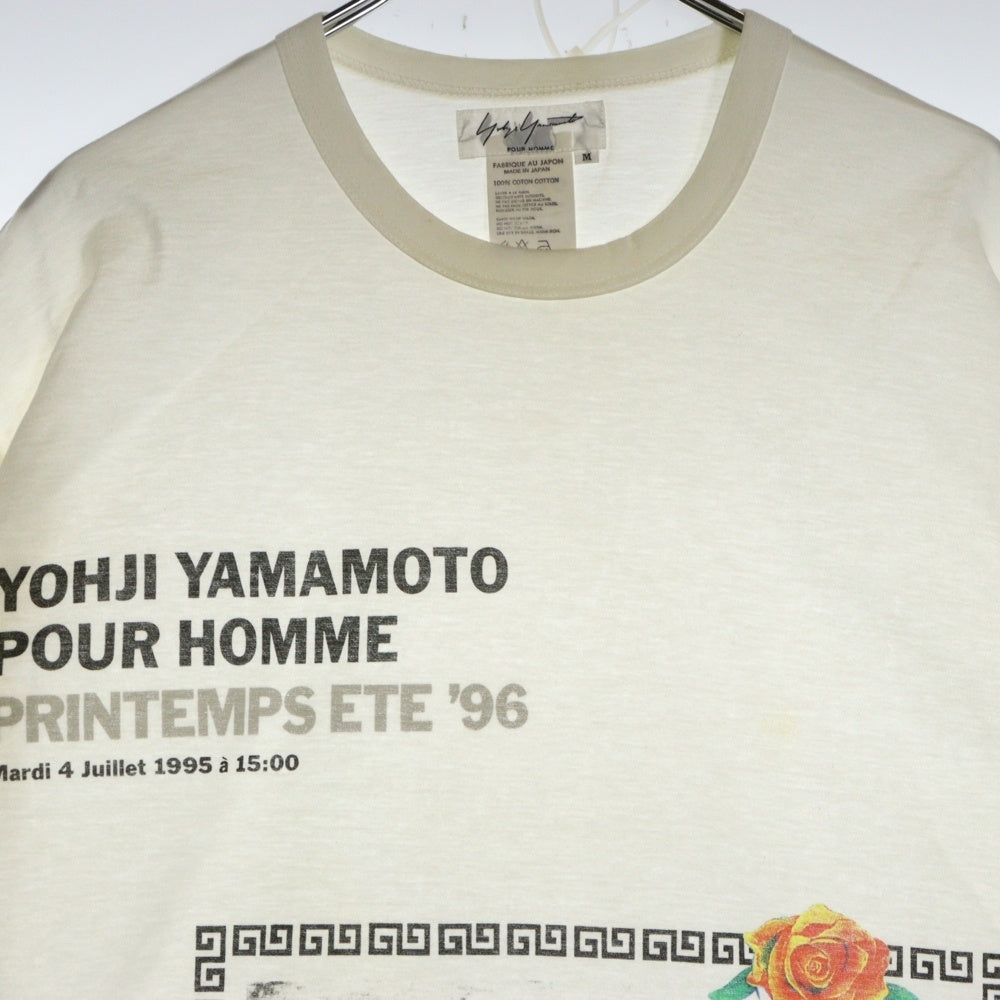 Yohji Yamamoto POUR HOMME(ヨウジヤマモト プールオム) 96SS 花と少年期 フォトプリント クルーネック 長袖Tシャツカットソー ホワイト HF-T86-025