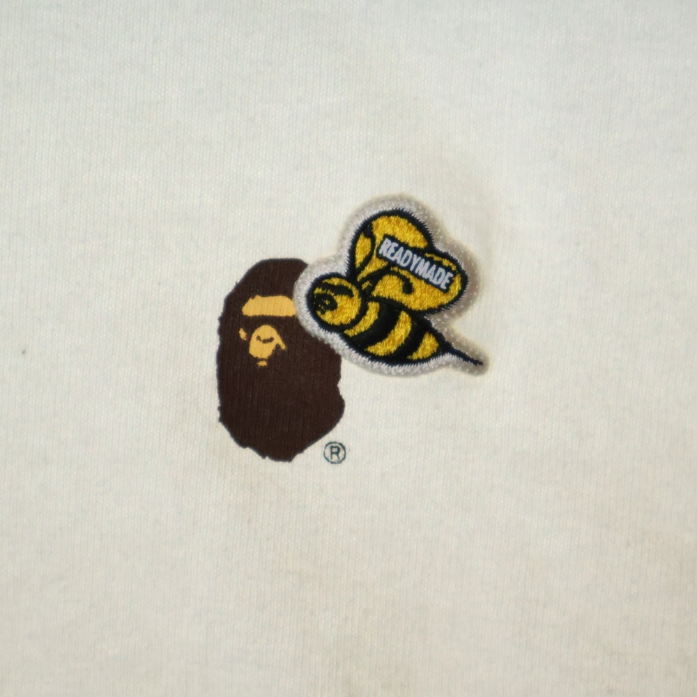 A BATHING APE(アベイシングエイプ) 21SS ×READYMADE PKG TEE フロントロゴ クルーネック半袖Tシャツ カットソー ホワイト/ブルー