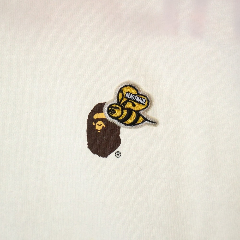 A BATHING APE(アベイシングエイプ) 21SS ×READYMADE PKG TEE フロントロゴ クルーネック半袖Tシャツ カットソー ホワイト/ピンク