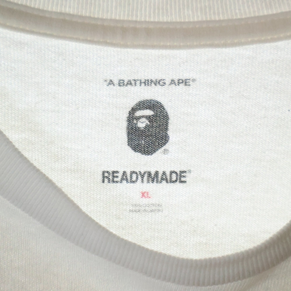 A BATHING APE(アベイシングエイプ) 21SS ×READYMADE PKG TEE フロントロゴ クルーネック半袖Tシャツ カットソー ホワイト/ピンク
