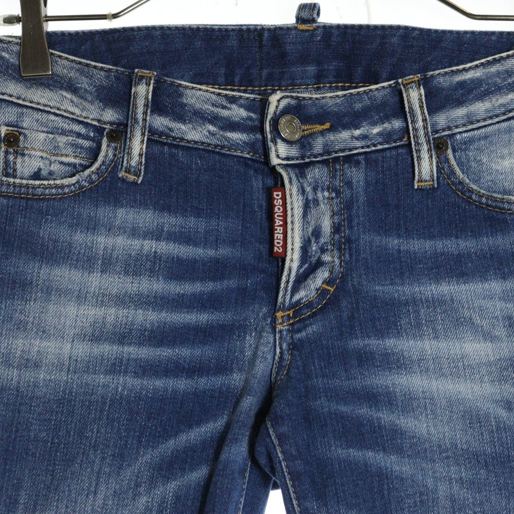 DSQUARED2(ディースクエアード) 22AW ダメージ加工 ボタンフライ スキニーデニムパンツ インディゴ S72LB0556 S30663