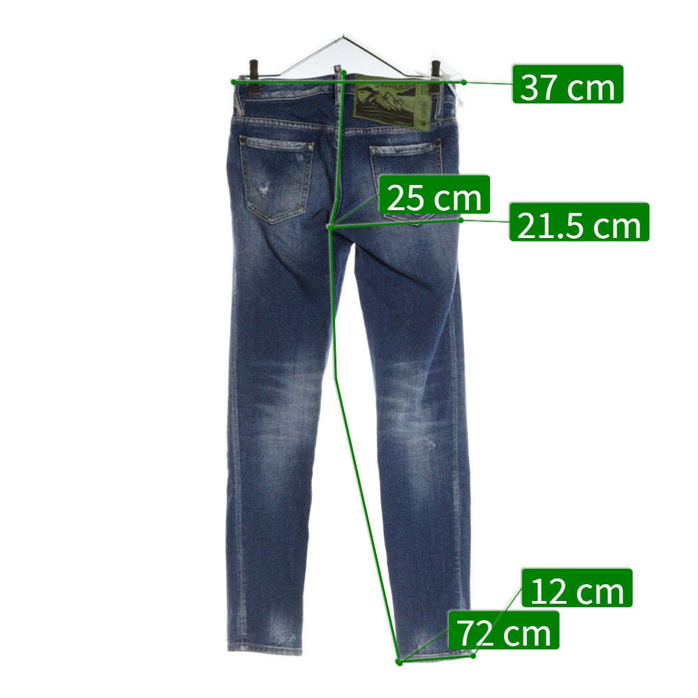 DSQUARED2(ディースクエアード) 22AW ダメージ加工 ボタンフライ スキニーデニムパンツ インディゴ S72LB0556 S30663