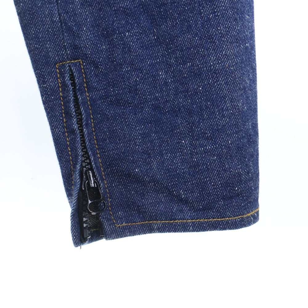 SUNSEA(サンシー) 17AW DENIM SUEDE BLOUSON スウェード切り替え エルボーパッチ ノーカラー デニムブルゾンジャケット インディゴ/ブラウン 17A26