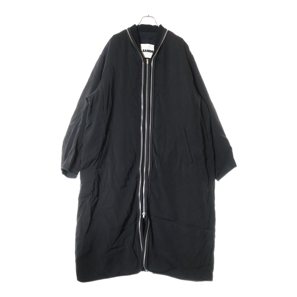 JIL SANDER(ジルサンダー) 23AW ダブルレイヤード レーヨン ジップアップ ロングコート ブラック J21AA0135 J65141