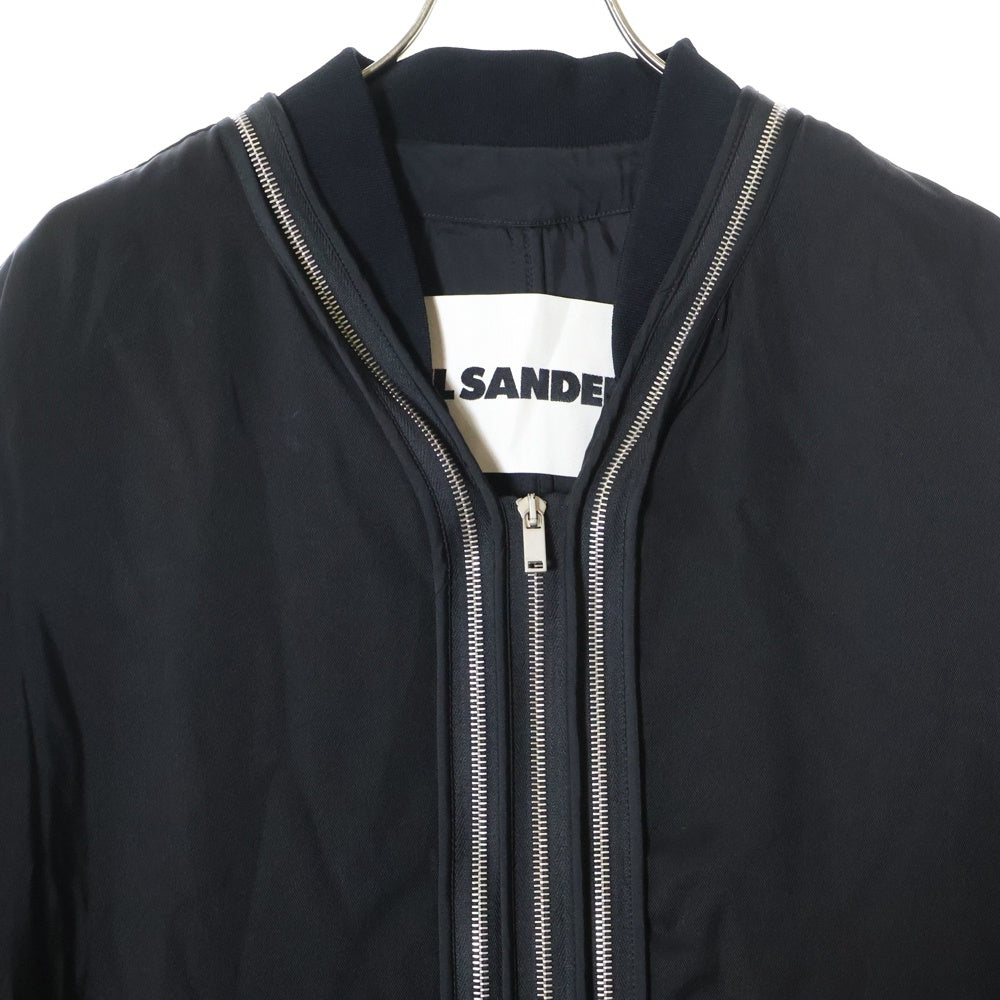 JIL SANDER(ジルサンダー) 23AW ダブルレイヤード レーヨン ジップアップ ロングコート ブラック J21AA0135 J65141