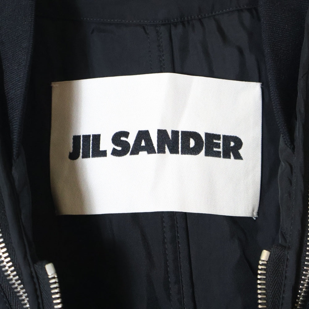 JIL SANDER(ジルサンダー) 23AW ダブルレイヤード レーヨン ジップアップ ロングコート ブラック J21AA0135 J65141