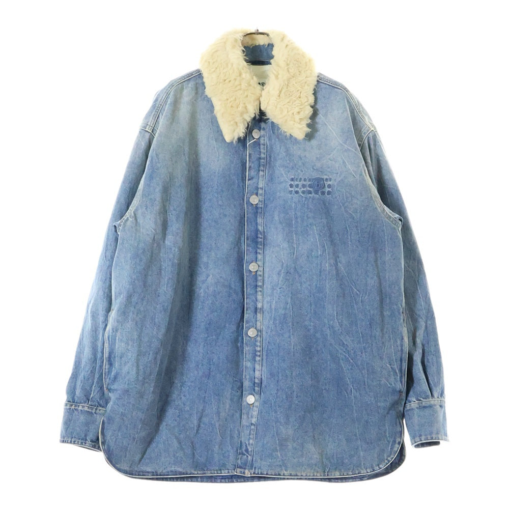 MM6 Maison Margiela(エムエムシックスメゾンマルジェラ) 23AW PADDED DENIM JACKET 襟ボア切り替え フロントロゴ 中綿 デニムジャケット インディゴ S52AM0263 S30828