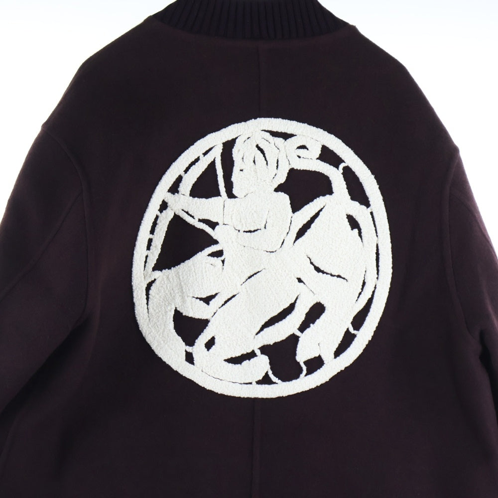 JIL SANDER(ジルサンダー) 22AW Embroidered Motif Varsity Oversized Double Sport Coat エンブロイダリー スタジアムジャケット ロングコート ボルドー J21AA0040 J40028