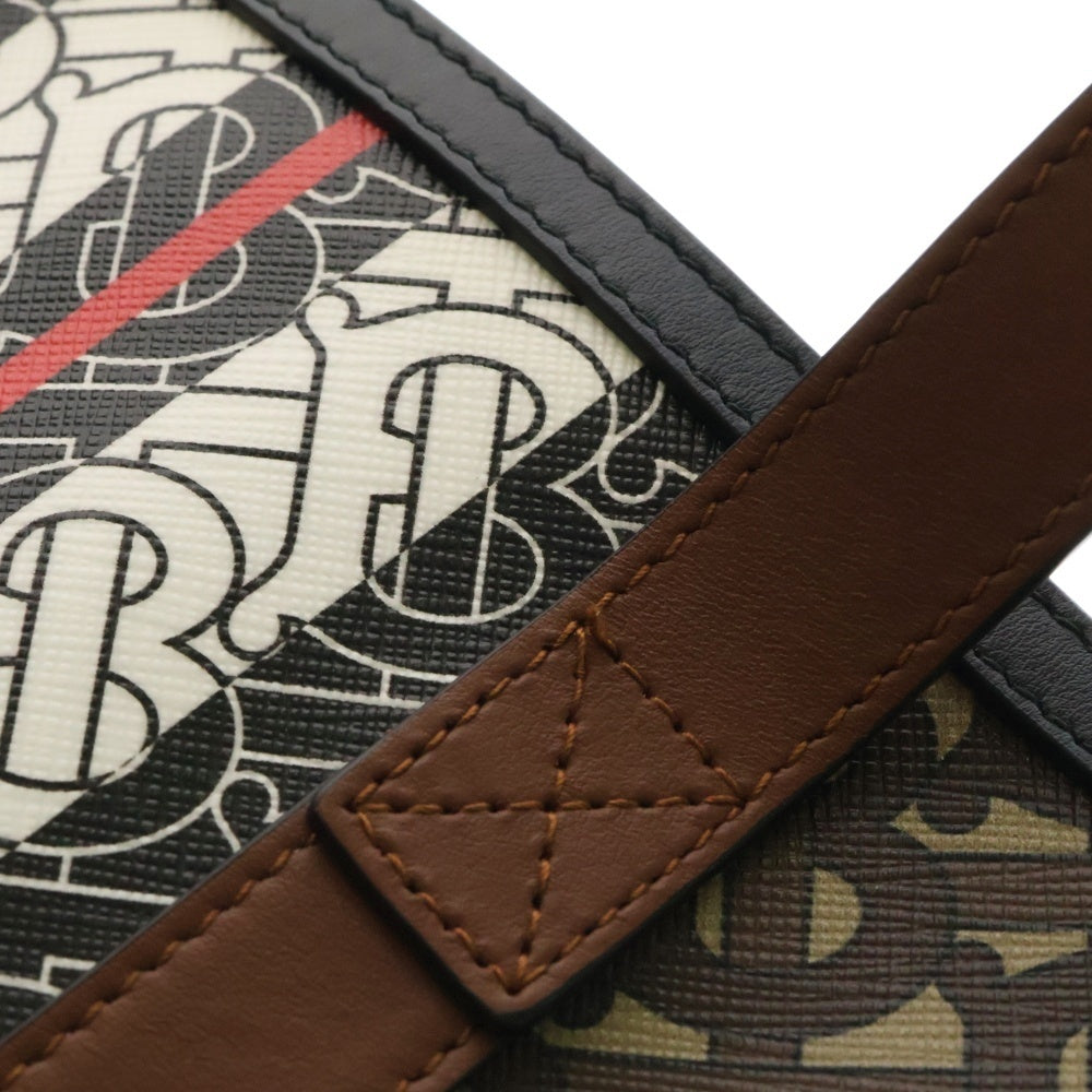 BURBERRY(バーバリー) TBモノグラム 総柄 ストライプ レザー トートバッグ ハンドバッグ ブラウン 8021486